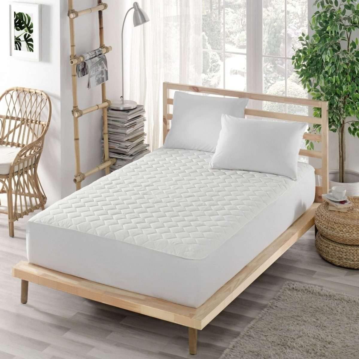 Yatak Koruyucu Alez-Mikrofiber Kapitoneli Fitted-Yanı Çarşaflı-Çift Kişilik 160x200