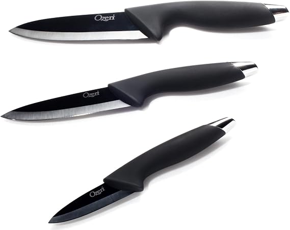 Ozeri Elite Chef 3-Piece Black Ceramic Knife Set