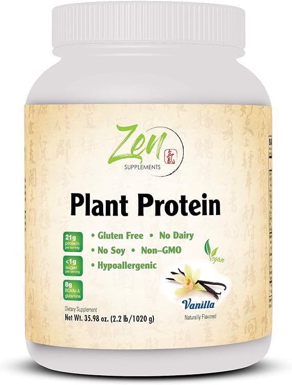 Plant Protein-Vanilla 1020G 2.2LB-Powder - 25 Grams of Protein Per Serving -Vegan, Low Net Carbs, Non Dairy, Gluten Free, Lactose Free, No Sugar Added, Soy Free, Kosher, Non-GMO