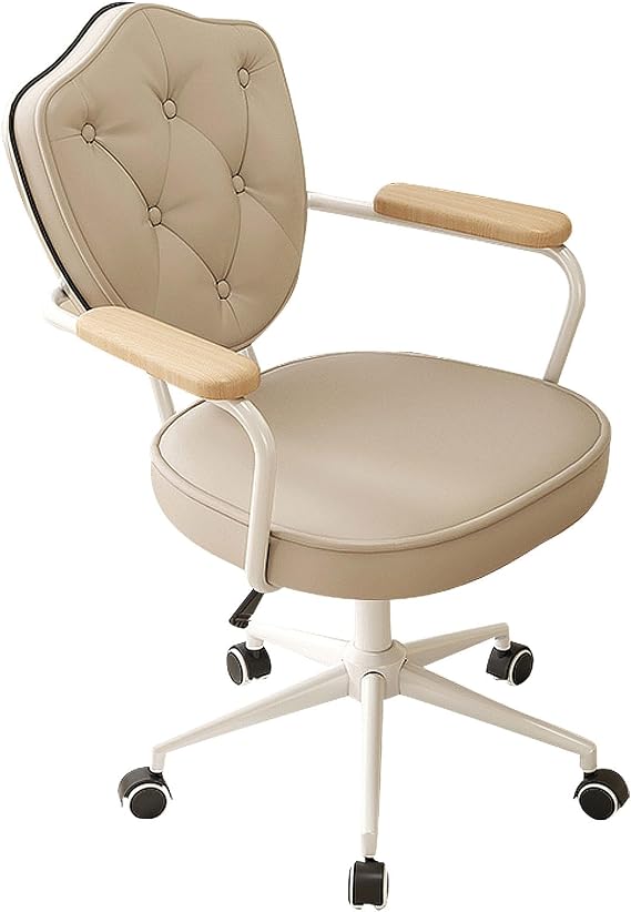 Retro Mid-Back Office Task Chair PU Leather Executive Adjustable Height Home Desk Work Chair with 120 Tilt Function, 360 Degree Swivel