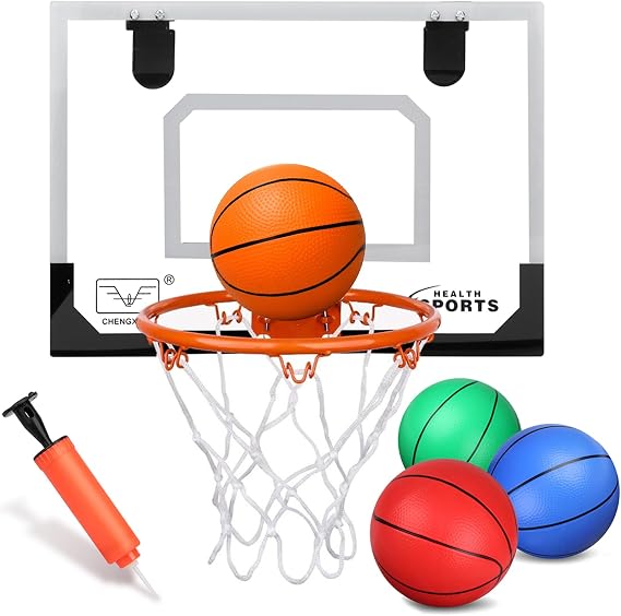 Anzmtosn Mini Indoor Basketball Hoop for Children Small Indoor Basketball Hoop for Door Metal Rim Target Hanging Wall Mount Board Sports Training Game for Adults Office Home 40 x 30 cm