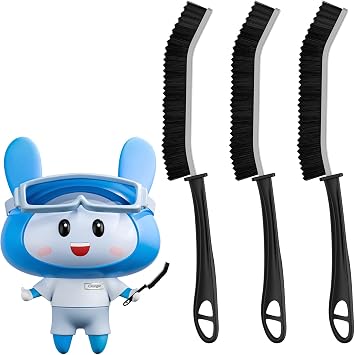 Cleangor Crevice Cleaning Brushes, Serrated Cleaner Scrub Brush Tool for Hard to Reach Tight Space, Home Essentials, Cleaning Supplies for Shower, Bathroom, Kitchen, Toilet, Window (3, Black)