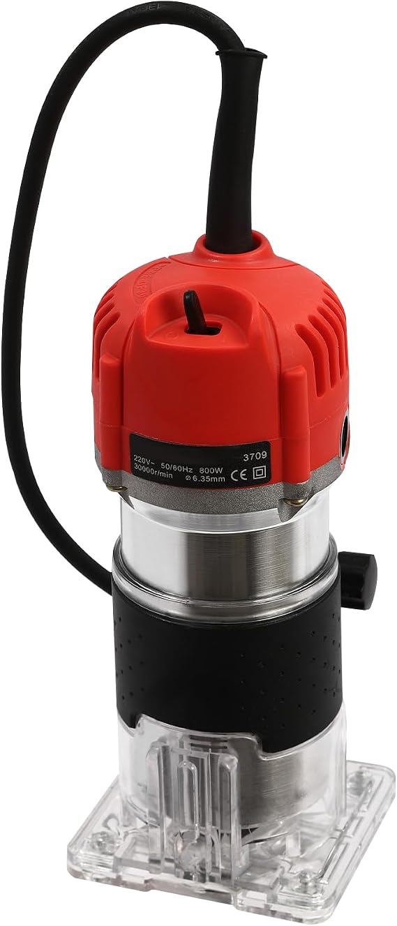 Wood Router Tool, Compact Electric Hand Wood Trimmer, Adjustable Wood Palm Router Tool, Professional Hand Trimmer Tool Set, for Wood Crafting Work, 800W 220V