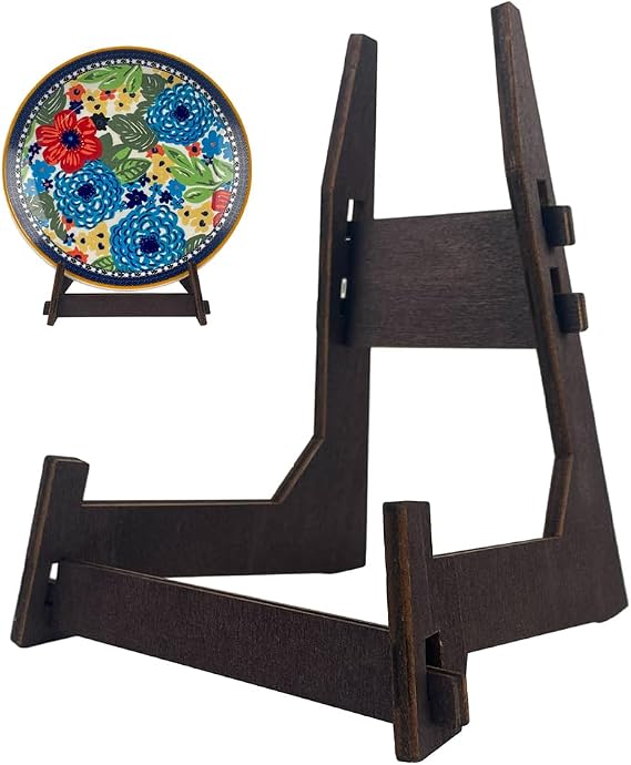 1 Pack 8 Inch Plate Stand, Wooden Display Stand Plate Stands for Display Decorative Picture Frame Stand, Easel, Book, Plate Holder (8inch-1pcs)