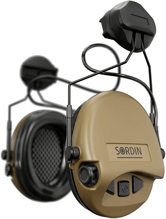 Sordin MIL AUX Slim Ear Muffs - Active and Electronic Military Ear Defenders w/ARC Adapter - Tactical Earmuffs