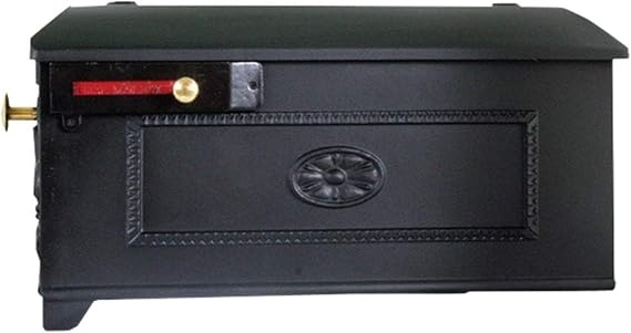 GSi Luxury Large Mailbox - Black Style 1 | Post Mount Mailbox for Outside | Parcel Mailbox for House | Includes Brass Knob, Red Flag and Hardware - Rural and Decorative 19" x 9" x 7.75 Aluminum