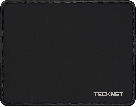 TECKNET Mouse Pad with Durable Anti-fray Stitching, Black Small Mousepad | Anti-slip Rubber Base, Ultra-smooth Surface, Waterproof Material, Gaming Mouse Mat for Laptop for Laser and Optical Mice