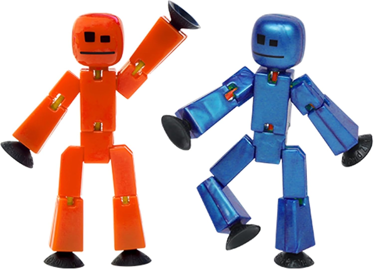 Zing StikBot Dual Pack - Includes 2 StikBots - Collectible Action Figures and Accessories, Stop Motion Animation, Ages 4 and Up Red Orange and Metallic Blue