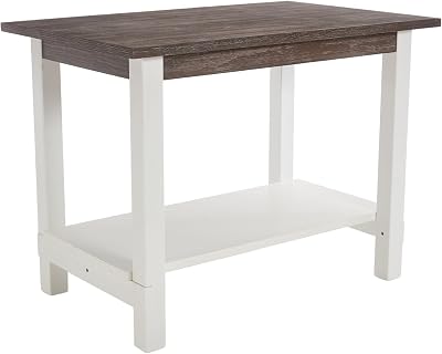 Solid Wood Counter Height Dining Table, 47.5 Small Kitchen Table with Open Storage Space Rectangle Bar Table for Dining RoomHome BarKitchen Island, Brushed Brown