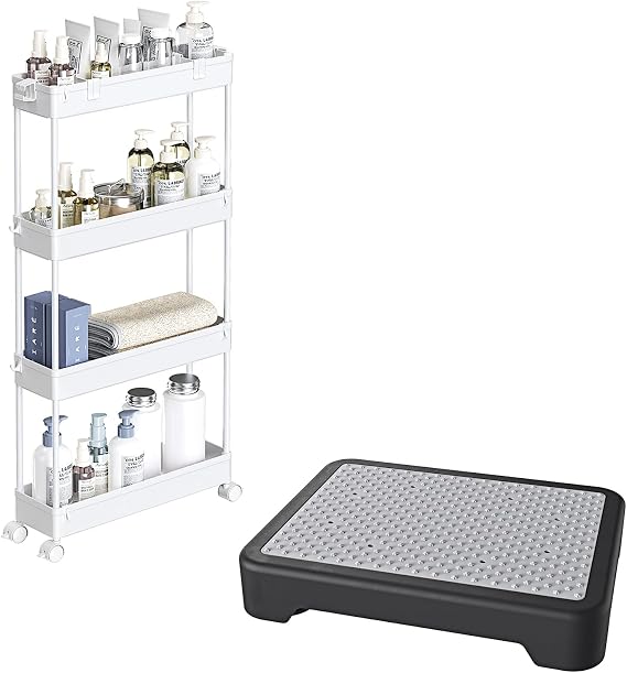 SPACELEAD Slim Storage cart and Step Stool
