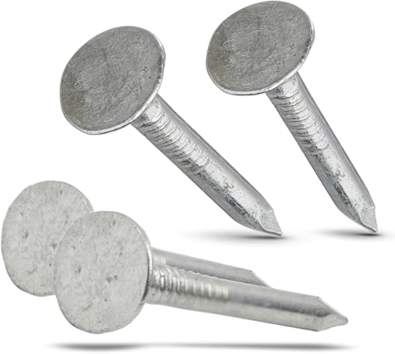 (200 Pack) 1 Inch - Galvanized Roofing Nails Professional Grade - Used to fasten roofing felt, asphalt singles & insulation board (200)