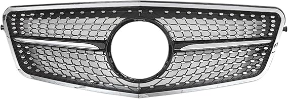 Chrome Silver Diamonds Style Front Bumper Grille Compatible For Mercedes Benz E-Class W212 E250 E300 E350 E500 10-13 AMG Style Grilles(Diamond-Chrome Black)