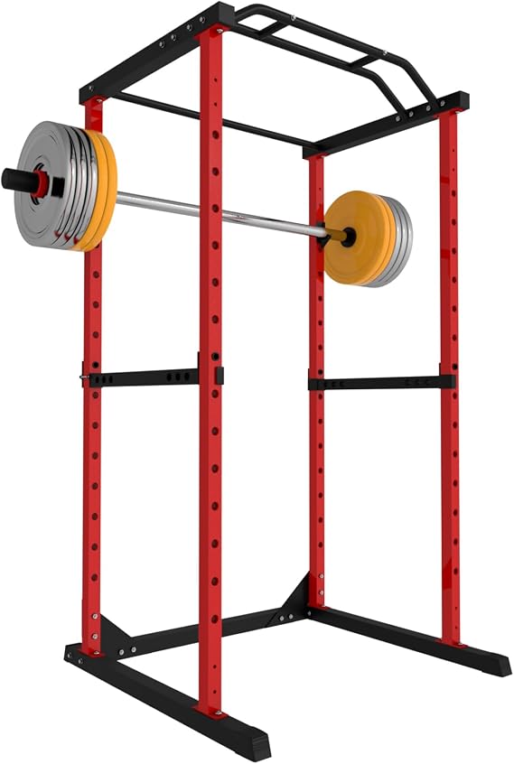 Power Cage 1800 LBS Capacity Multifunctional Power Racks for Home Gym, 2 in 1 Squat Rack with Skinny Pull Up Bar, Pin and Pipe Safeties, Standard J-Hooks, Power Rack for Bench Press Deep Squat