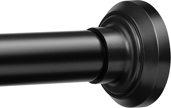 ENJOYBASICS 1" Black Shower Curtain Rod, 30-52" Adjustable, Secure Tension