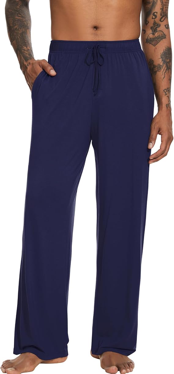 WiWi Viscose from Bamboo Mens Pajama Pants Soft Lounge Bottoms Sweatpants Sleep Pant Drawstring with Pockets S-XXL