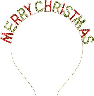 Soochat Merry Christmas Rhinestone Headbands, Xmas Crystal Hair Hoops Christmas Party Headdress Hair Accessory for Women Girls