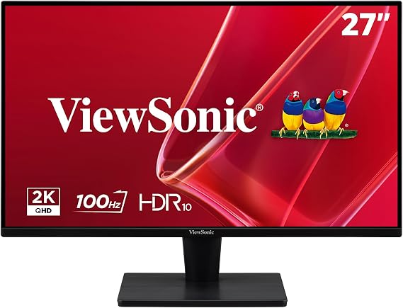ViewSonic VS2725-2K 27 Inch 1440p Computer Monitor, QHD 100Hz Display | HDMI, DisplayPort, Variable Refresh Rate, Eye Care, Frameless, Home Office, Laptop, PC, Mac, Anti Glare, 1ms, 1.07B Colors