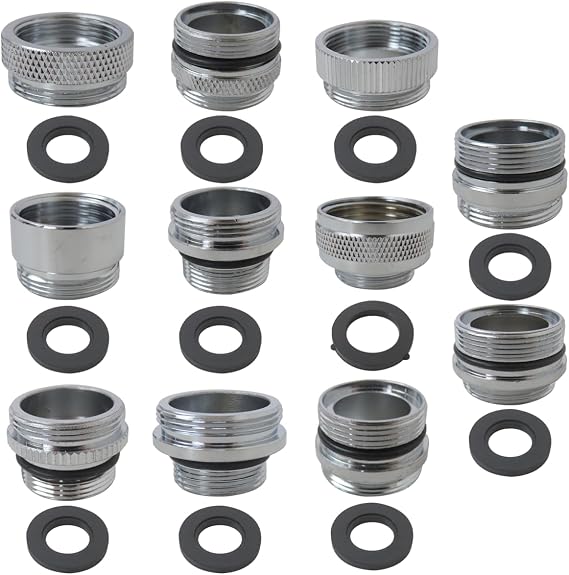 New 11Pcs Brass Faucet Adapter Kit, Kitchen Sink Aerator Adapters, Male Female Connectors for Faucet with Removable Aerators to Water Filter, Garden Hose, RV