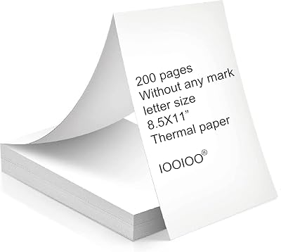 200 pages, BPA BPS free, thermal printer paper 8.5 x 11,letter,folded,continuous,without black mark for thermal printer