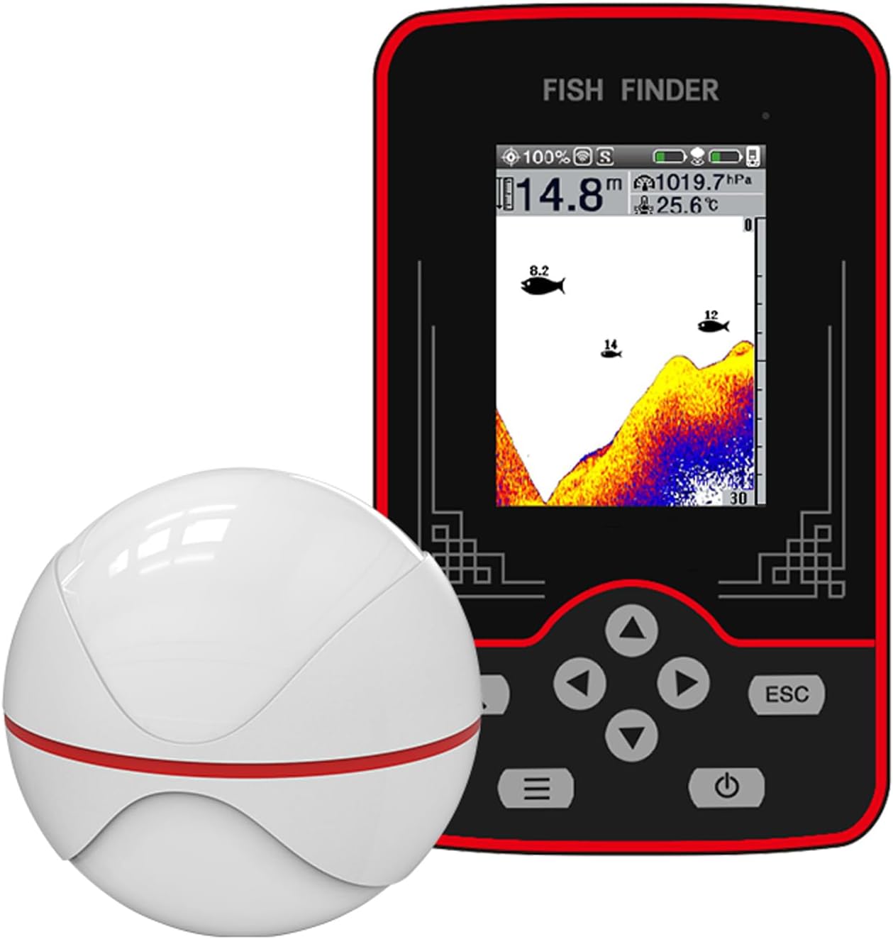 Portable Kayak Fish Finder - Wireless Sonar Fish Depth Finder for Boats - Rechargeable Transducer Fishing Gear Kayak Fishing Accessories Fishfinder – Fish Finders & Depth Finders