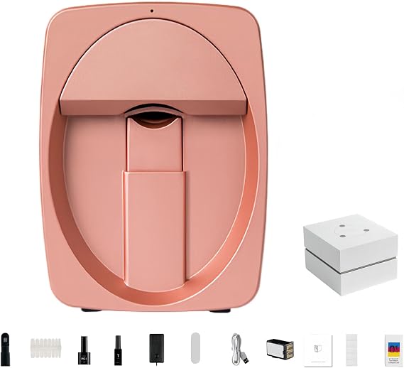 Professional 3D Nail Printer Mini Printer for Nails, Multifunction Portable Digital Mobile Nail Painting Machine, Automatic Smart Nail Printer Art Machine for Home Or Nail Salon Rosegold