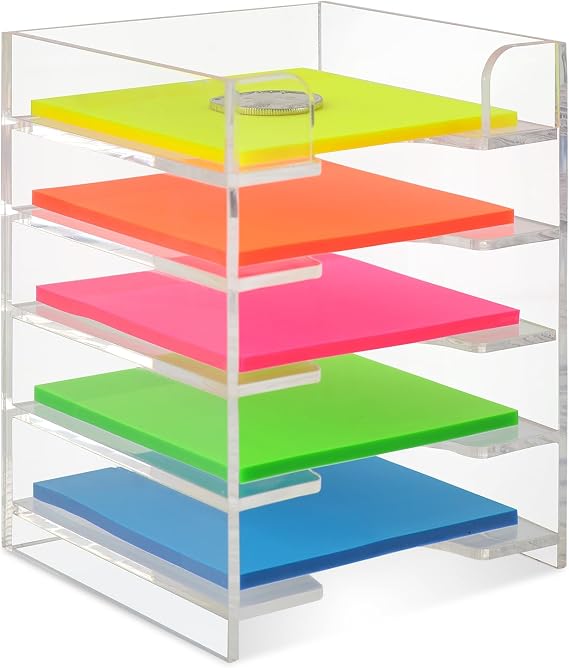 3x3 Inch Acrylic Sticky Note Holder For Desk Colorful Sticky Notes Holder Post It Note Holder Multiple Sticky Notepad Organizer Self Stick Note Pad Holder For Office Home School(No Sticky Notes)