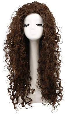 karlery Womens Fluffy Curly Dark Brown wig Halloween Cosplay Wig Anime Costume Party Wig
