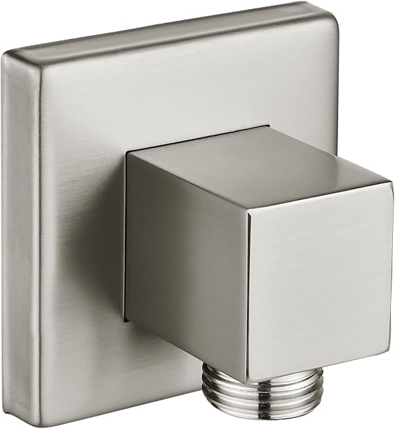 Square Wall Mounted Supply Elbow Solid Brass Brushed Nickel for Handheld Shower Head with G1/2Shower Hose Connector NPT1/2" Water Union Outlet with Flange