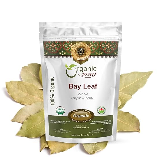 Organic Way Premium Quality Bay Leaf Whole (Cinnamomum tamala) - Organic & Kosher Certified | Raw, Vegan, Non GMO & Gluten Free | USDA Certified | Origin - India (2 Ounce (Pack of 1))