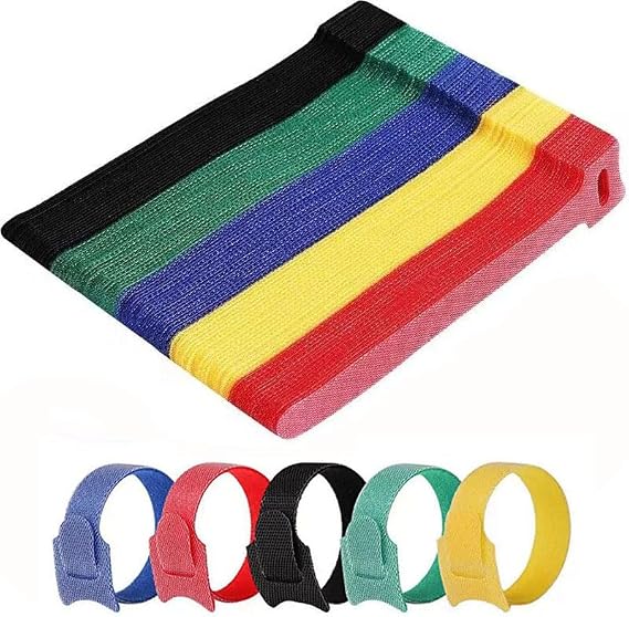 Reusable Cable Ties, 100pcs Adjustable Releasable Hook and Loop Cable Straps Organizer Fastener for Tablet Laptop Home Office Cable Management Organizing Cords - Multicolored
