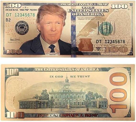 100 USD President Donald Trump Collectible Gold Plated Fake Bank Note