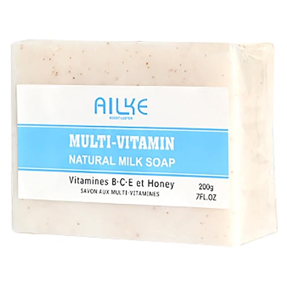 AILKE Multi-Vitamin Natural Milk Soap Bar, Gentle Clean, Nourishe, Moisturize And Smooth Skin With Vitamins B/C/E, Increase Skin Radiance Soap, 7 oz (Pack of 1)