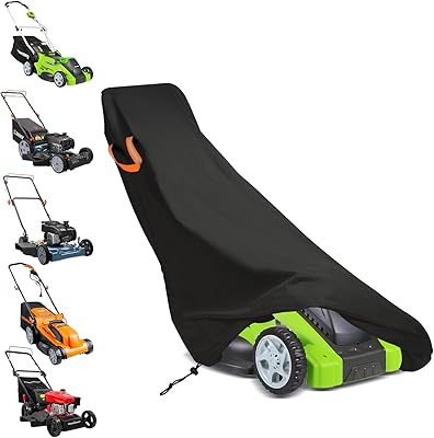 ClawsCover Push Lawn Mower Cover Waterproof Outdoor,Durable 210D Polyester Oxford,Anti-UV Weatherproof Walk Behind Lawnmower Storage Covers Shed, with Reflective Handles,Drawstring-74x25x39 Inch