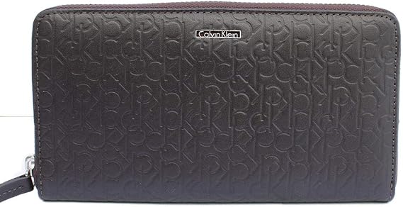 Calvin Klein Continental Zip CK Logo Wallet-Brown