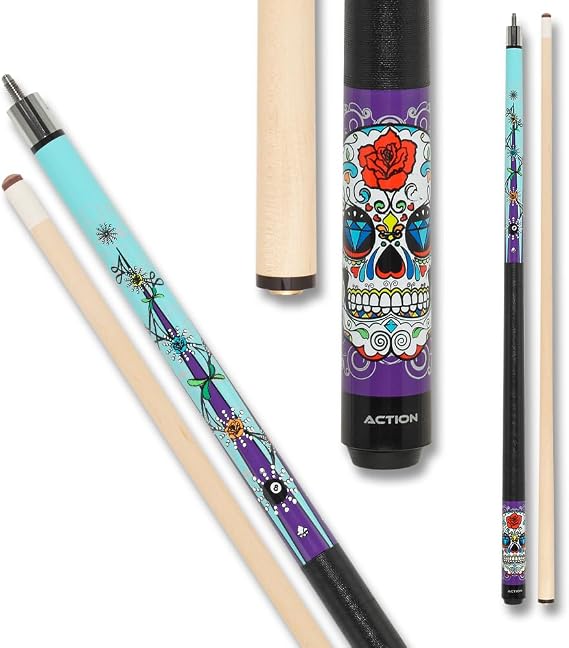 Action Calavera Billiards Pool Cue Stick - Diamond Eyes - 20oz