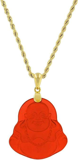Red Jade Laughing Buddha Good Luck Pendant Necklace Rope Chain Genuine Certified Grade A Jadeite Jade Hand Crafted, Jade Neckalce, 14k Gold Filled Laughing Jade Buddha necklace, Jade Medallion