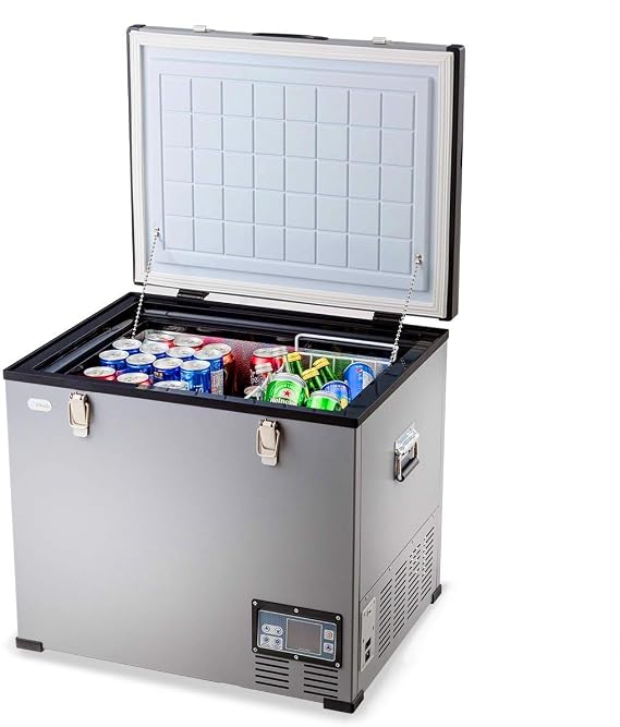 ReunionG 63-Quart Chest Freezer with LCD Display, Temperature-adjustable Mini Vehicle Refrigerator with Removable Basket and Handles, Portable Electric Cooler Fridge for Home, RVs and Office