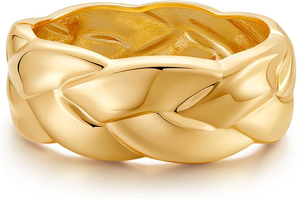 YBMYCM Chunky Gold Cuff Bangle Bracelets for Women Wide Gold Bangle Hammered Open Wrist Cuff Bracelets Wrap Bracelet