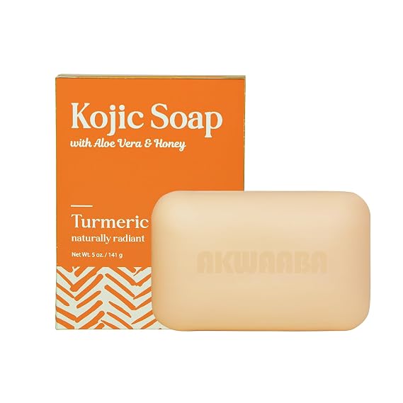 AKWAABA Kojic Acid Soap Bar (Turmeric) | 5 oz | Gently Cleansing Bar Soap | With Rice Water | For Daily Skin Care | 142 g