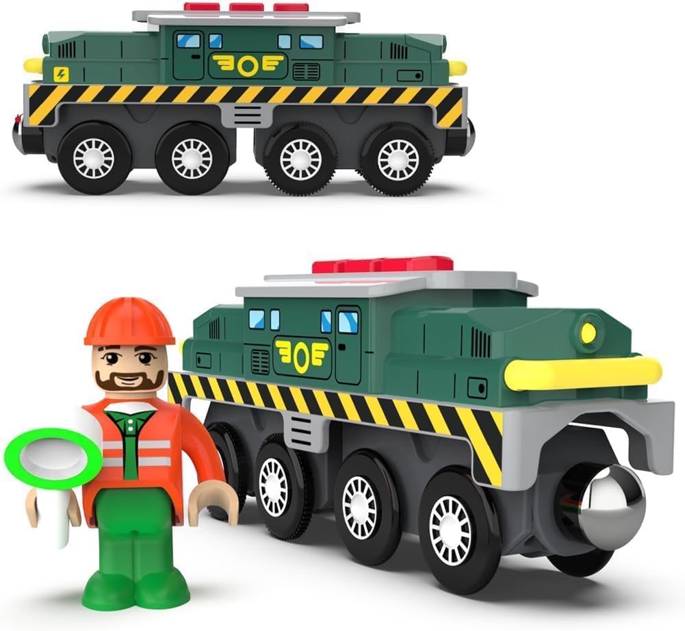 TOPLIVING Battery-Powered Action Locomotive Train Set (Magnetic Connection) - Powerful Locomotive Ball Track Set Compatible With Thomas, Brio, Chuggington - Train Toy For Toddlers