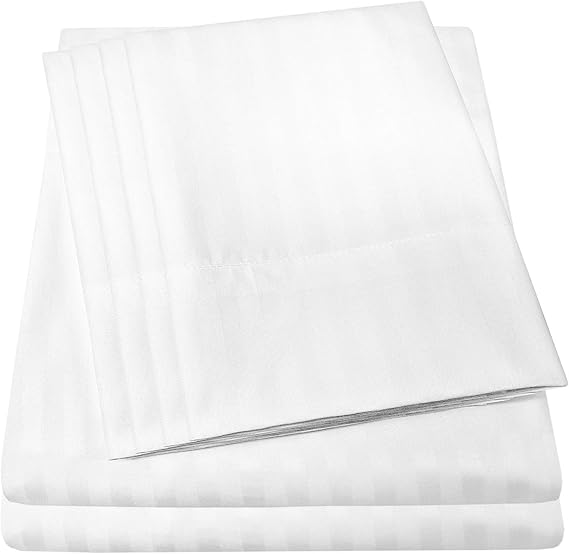 Sweet Home Collection Queen Sheets - 6 Piece 1500 Thread Count Fine Brushed Microfiber Deep Pocket Set - Extra Pillow Cases, Great Value, Queen, Dobby White (Pack of 12, 72 Count Total)