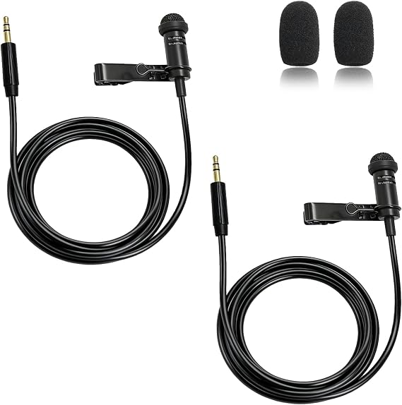 2 Pack 3.5mm TRS Lavalier Microphone for DJI Mic 2 Transmitters