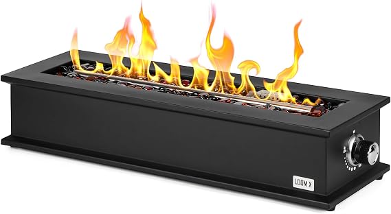Onlyfire Loom X Gas Fire Pit Table, 28" Rectangular Tabletop Fireplace