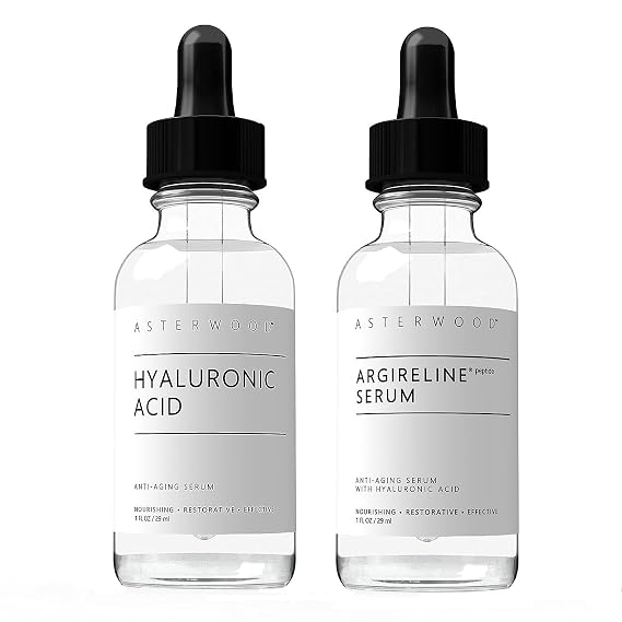 Asterwood Naturals Hyaluronic Acid Serum 1 oz + Argireline Peptide Serum 1 oz