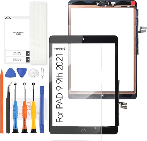 A-MIND for iPad 9 10.2" 2021 Screen Replacement with Home Button Touch Panel, for iPad 9th Generation A2602 A2603 A2604 A2605 Touch Screen Digitizer Glass Panel Lens Repair Kits(Not LCD) (Black)