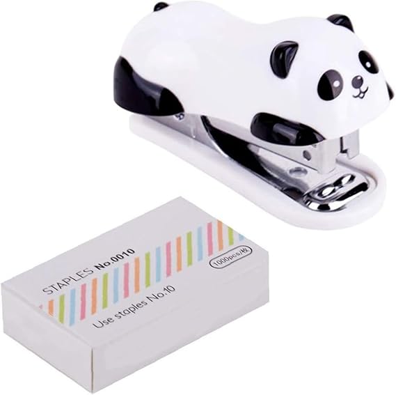 Mini Cute Panda Desktop Stapler with 1000PCS Staples for Office School Home or Travel Use