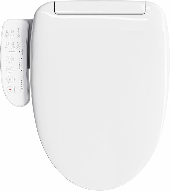 HOROW B0403 Elongated Bidet Toilet Seat, Soft Closing Adjustable Heated Seat fits for T0338W Toilet, Electronic Smart Seat with Warm Air Dryer and LED Night Light, White Side Arm Control