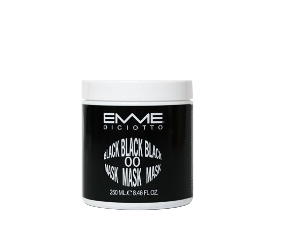 EMME DICIOTTO 00 Black Mask 250ml (8.45 oz) | Color Depositing Hair Mask for Dark Hair | Revives Highlights, Enhances Tone & Shine | Nourishing Temporary Color Treatment for Natural or Colored Hair