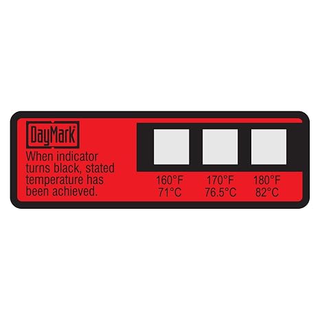 DayMark Safety Systems Dishwasher Temp Labels, 160F/170F/180F (Pack of 24)