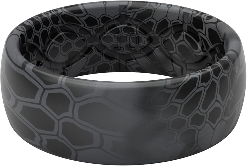 Groove Life Camo Silicone Wedding Ring for Men, Breathable Comfortable Fit | Flexible Mens Rubber Ring, Camouflage Design Pattern, Safe Breakaway Design Built for Outdoors, Work, Gym, Everyday